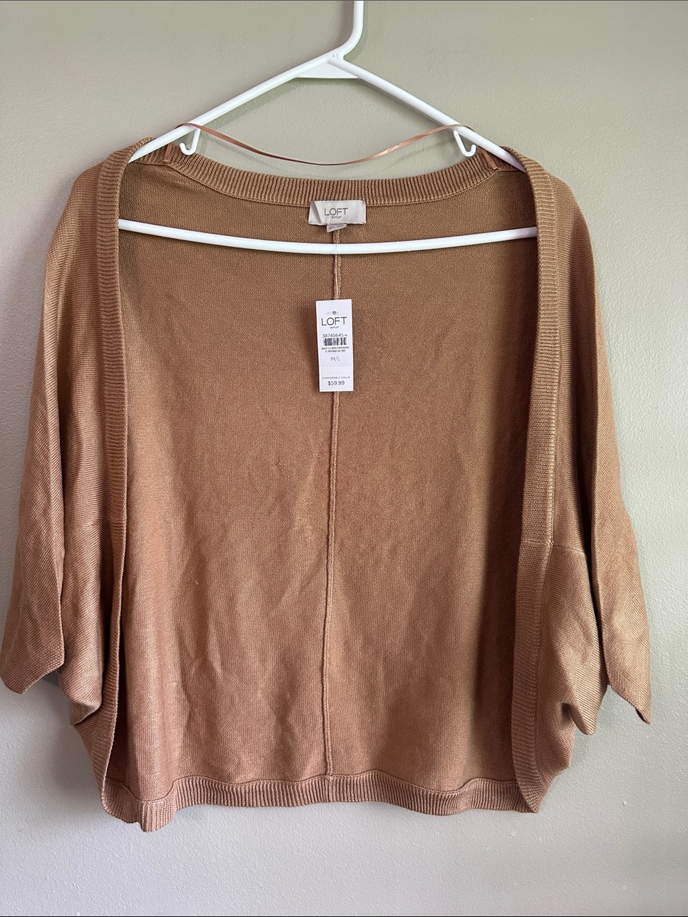LOFT Open-Front Dolman Cardigan in Camel/Tan - Picture 1 of 4
